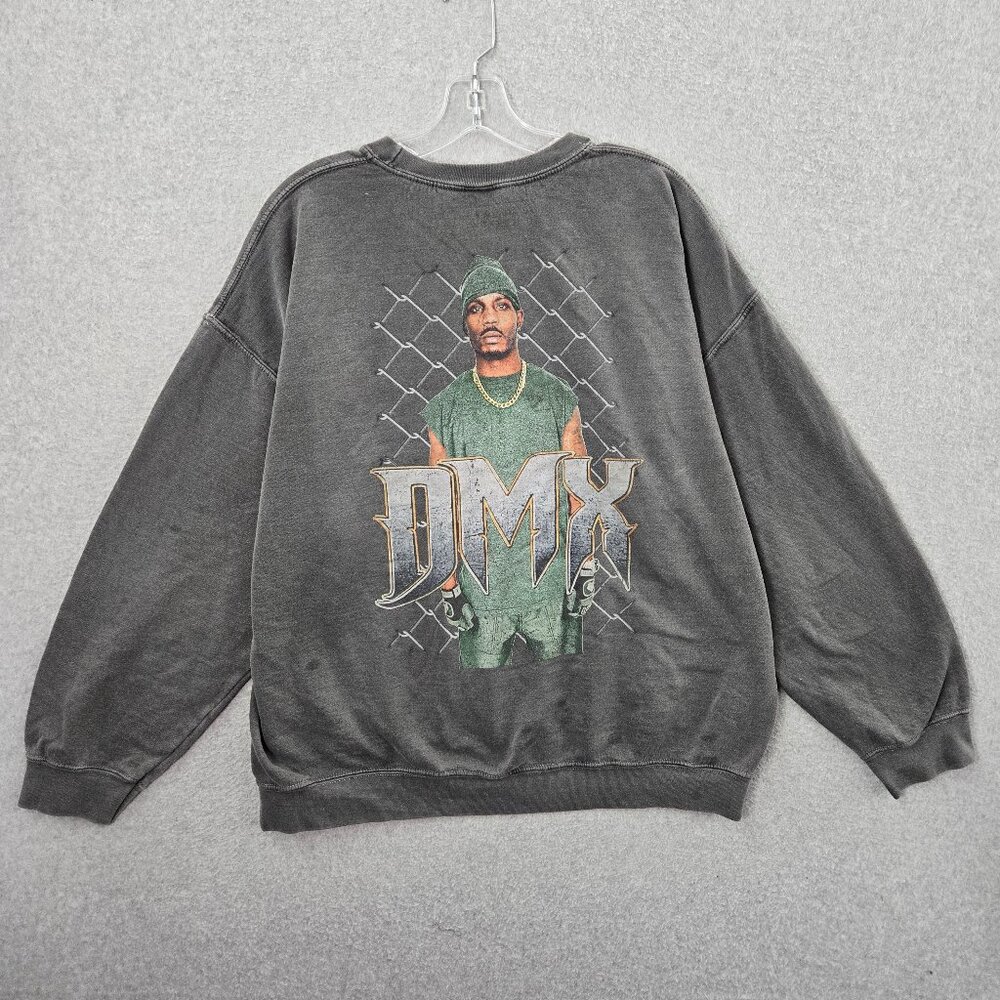 DMX Men Gray Sweatshirt 2XL Hip Hop Rap‎ Retro Graphic Crew Neck Pullover READ
